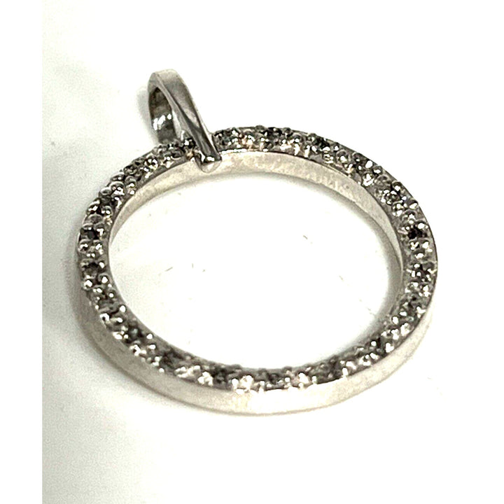 10k Diamonds White Gold Hoop Pendant & Necklace 18"