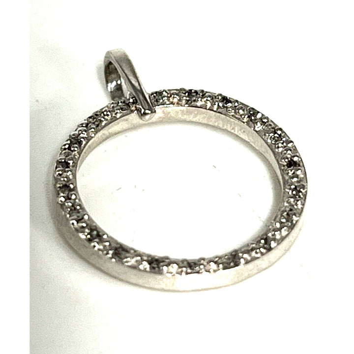 10k Diamonds White Gold Hoop Pendant & Necklace 18"