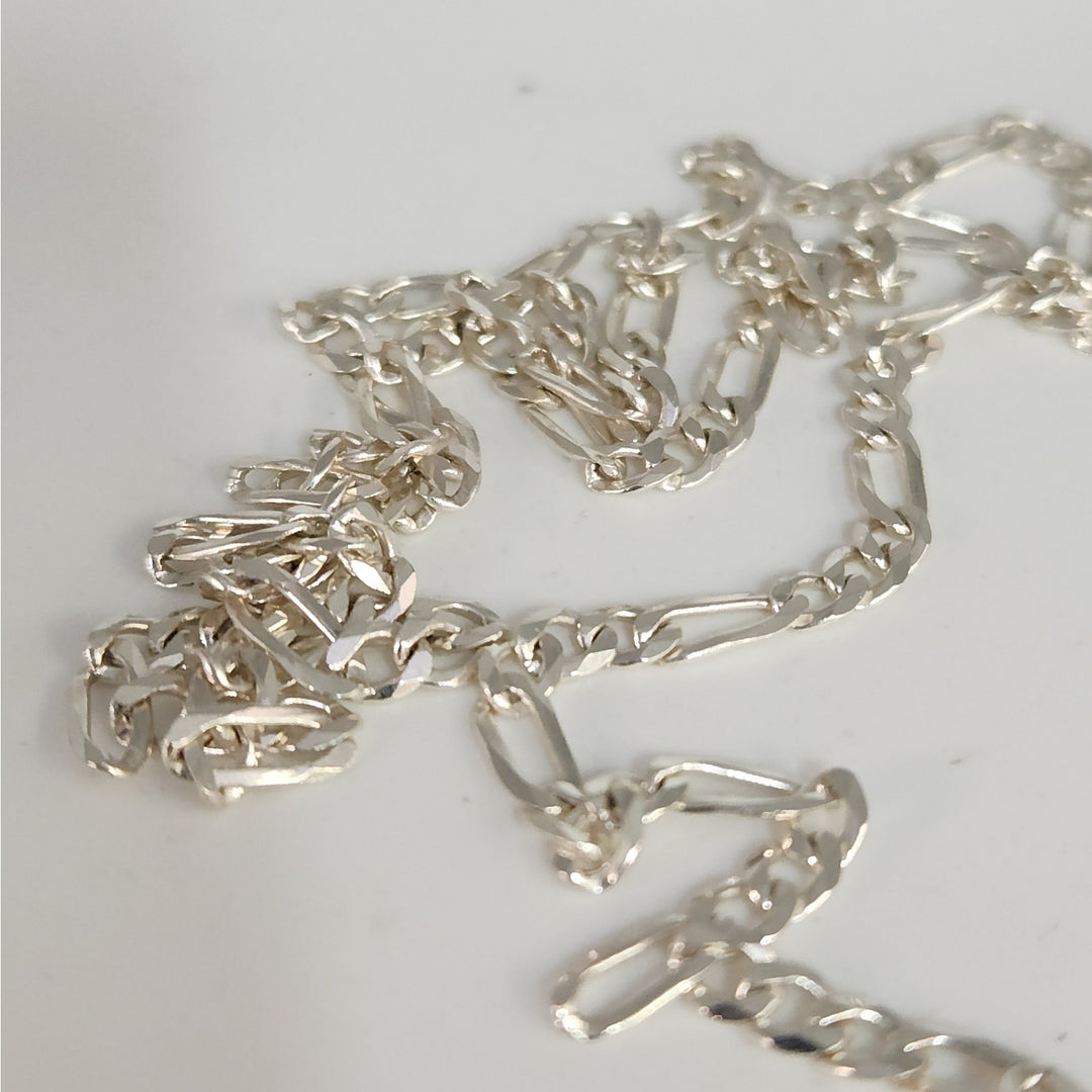 Set of 925 Sterling Silver Figaro's Necklace 24" & bracelet 7.5"