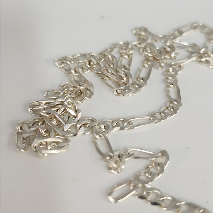 Set of 925 Sterling Silver Figaro's Necklace 24" & bracelet 7.5"