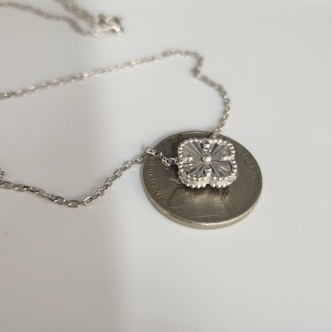 925 Silver Textured Blossom Pendant Necklace 17"