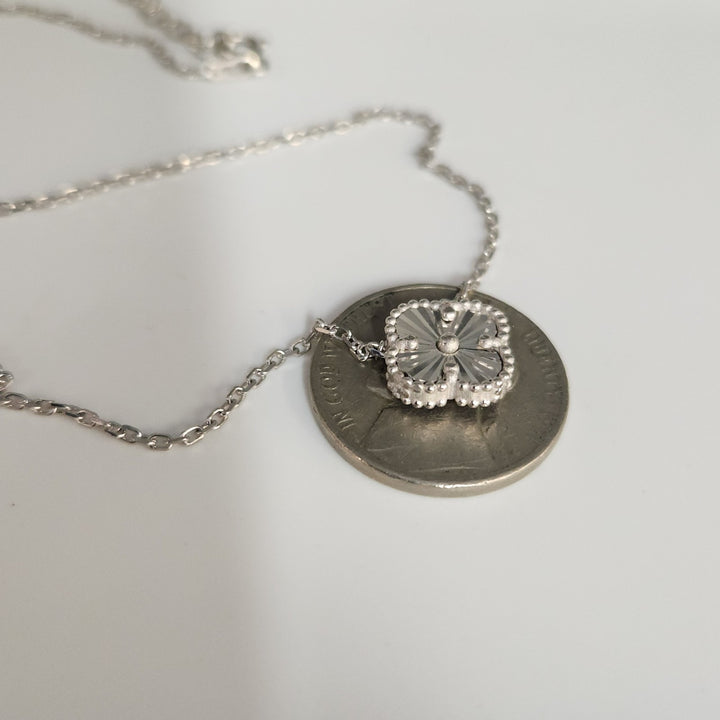 925 Silver Textured Blossom Pendant Necklace 17"