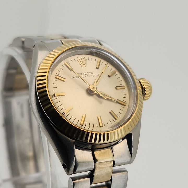 Rolex oyster perpetual 26mm champagne two tone stainless steel, Ref# 6618 1962