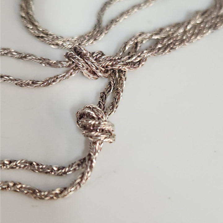 925 Sterling Silver Multi- Strand Braided Knot Necklace 24"