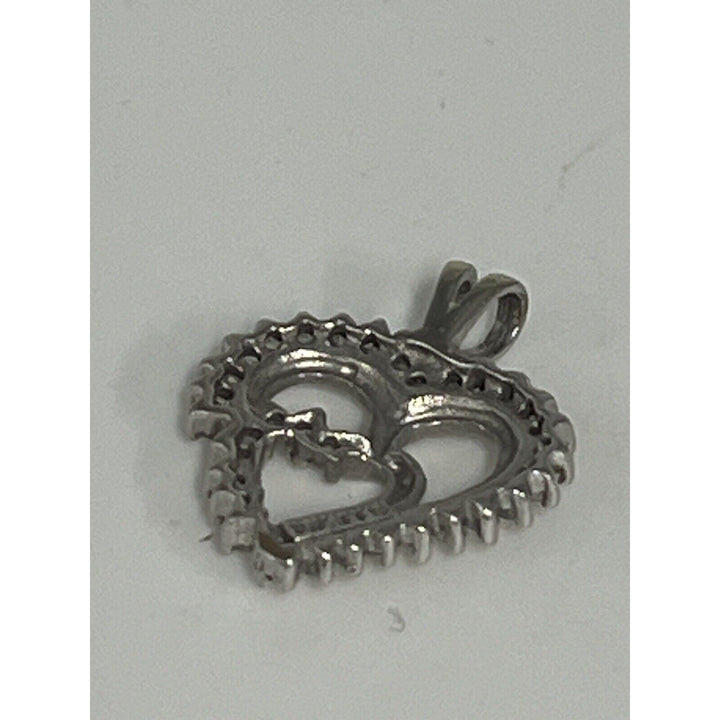 10k White Gold Double Heart Pendant