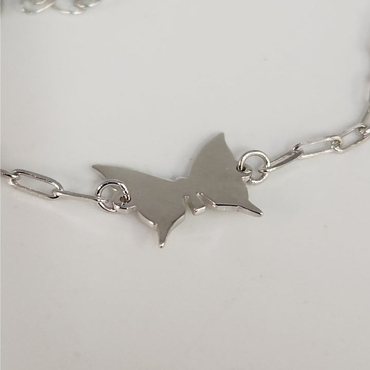 925 Sterling Silver Butterfly Charm Link Bracelet Adjustable Paperclip Chain 8"