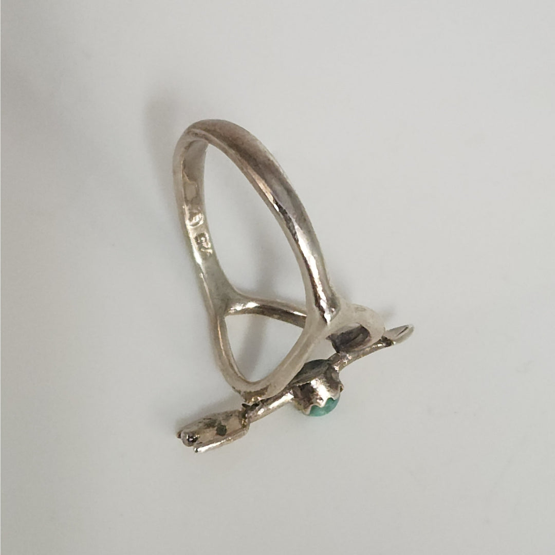Matching Sterling Silver Arrow  Ring Set With Natural Turquoise Accents Size 6.75