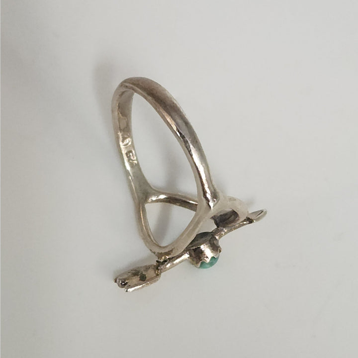 Matching Sterling Silver Arrow  Ring Set With Natural Turquoise Accents Size 6.75
