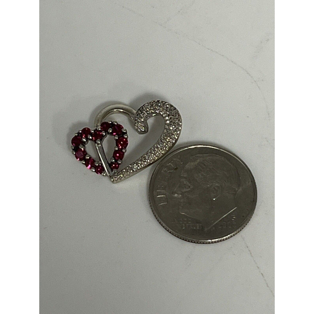 10k White Gold Diamond Heart Design Pendant