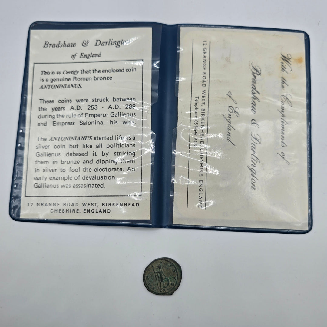 Ancient Roman Coin Gallienus AD 253–268 Bronze Antoninianus w/ Certificate