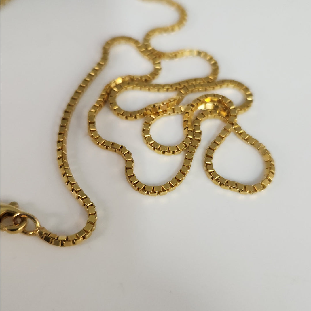 10k Yellow Gold Box Chain Necklace 18" Classic Square Link Chain