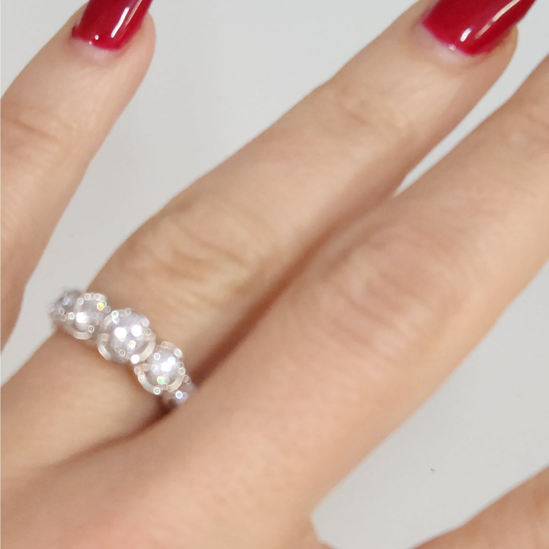 14k White Gold Diamond Five Stone Ring Size 6