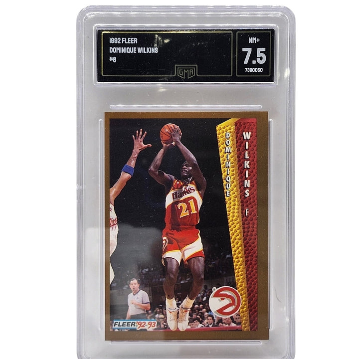 1992 Fleer Dominique Wilkins #8 Atlanta Hawks GMA 7.5 NM+ Graded Basketball Card