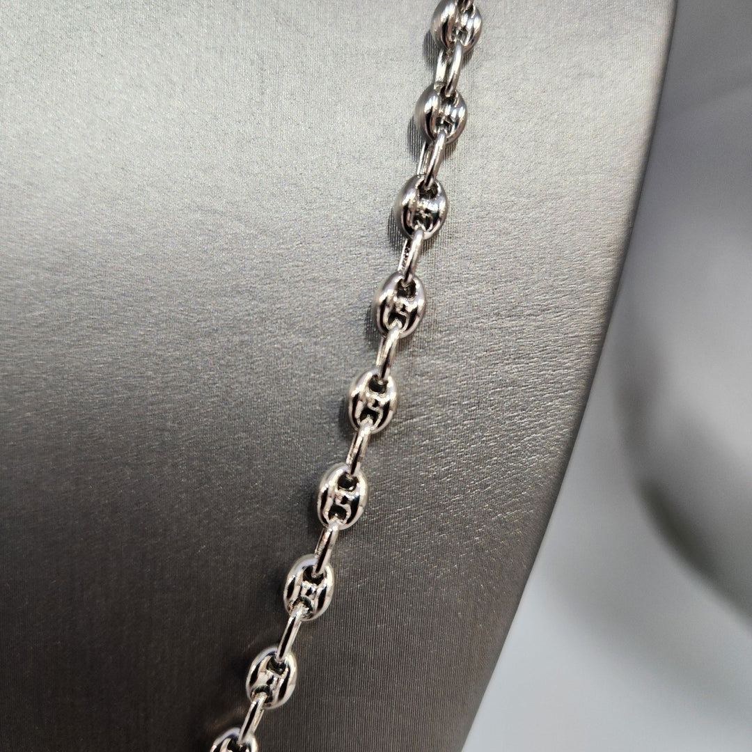 925 Sterling Silver 24" Rhodium Plated Rolo Link Chain Necklace High Shine Finish
