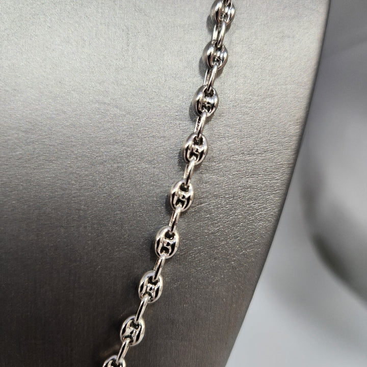 925 Sterling Silver 24" Rhodium Plated Rolo Link Chain Necklace High Shine Finish