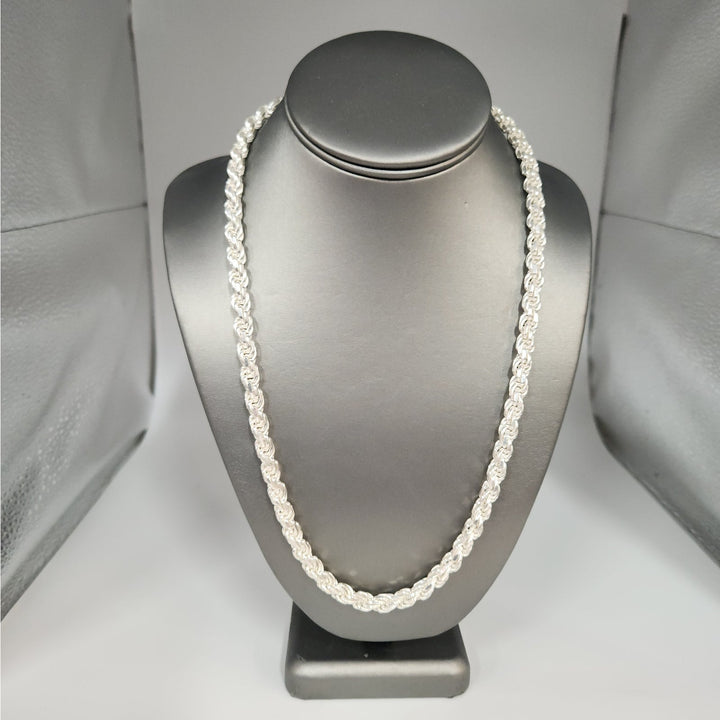 Heavy solid 925 Sterling Silver Byzantine Rope Chain Necklace 24" 7.4mm 100g