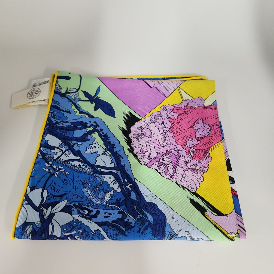 New Hermes Silk Scarf 70cm 100% Silk Blue/Rose Color