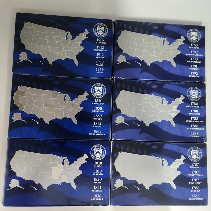 US Mint State Quarter Proof Sets 1999, 2000, 2001, 2003, 2005, 2008