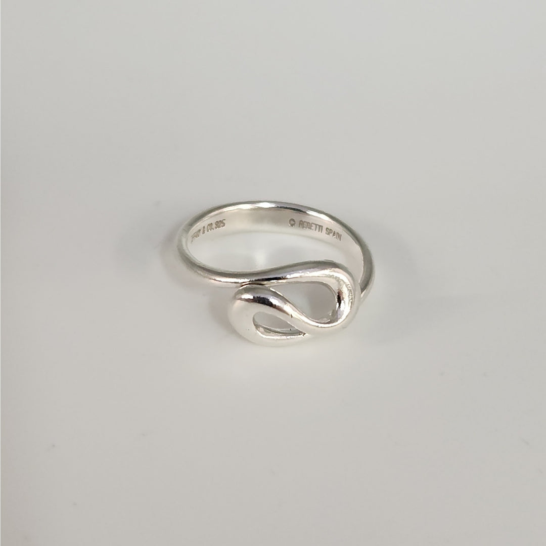 Tiffany & Co. Elsa Peretti Sterling Silver Open Teardrop Snake Ring Size 6.5 With Box And Pouch