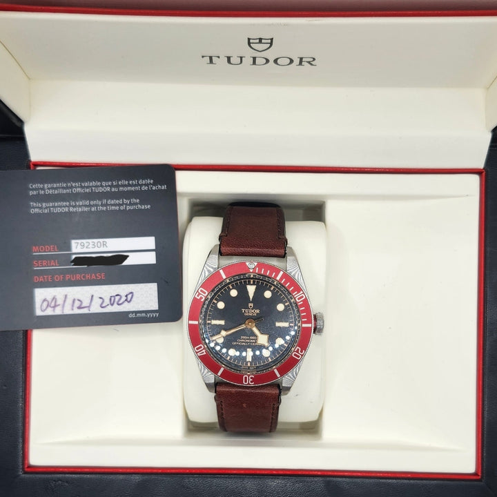 Tudor Black Bay Heritage Red Bezel Ref.79230R Leather Strap Watch Box