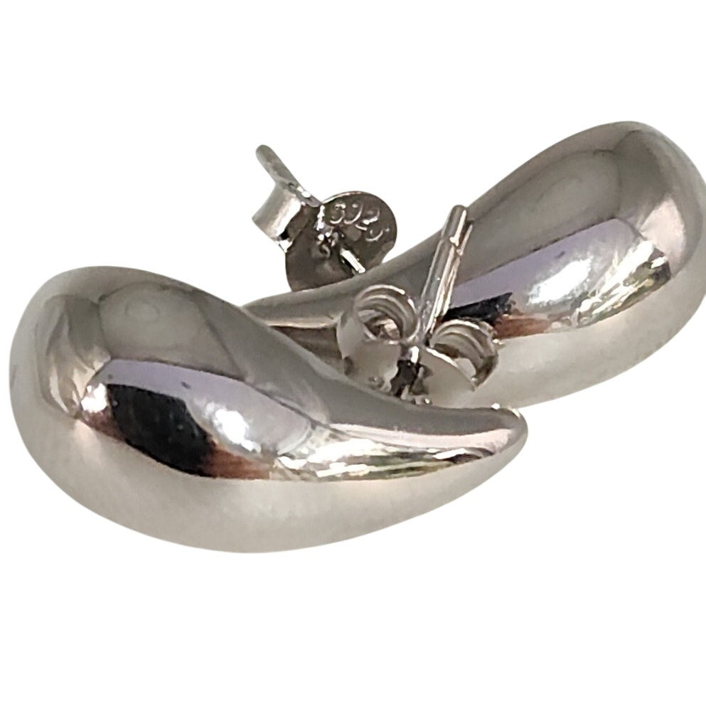 925 Sterling Silver  Teardrop Stud Earrings Bold Polished