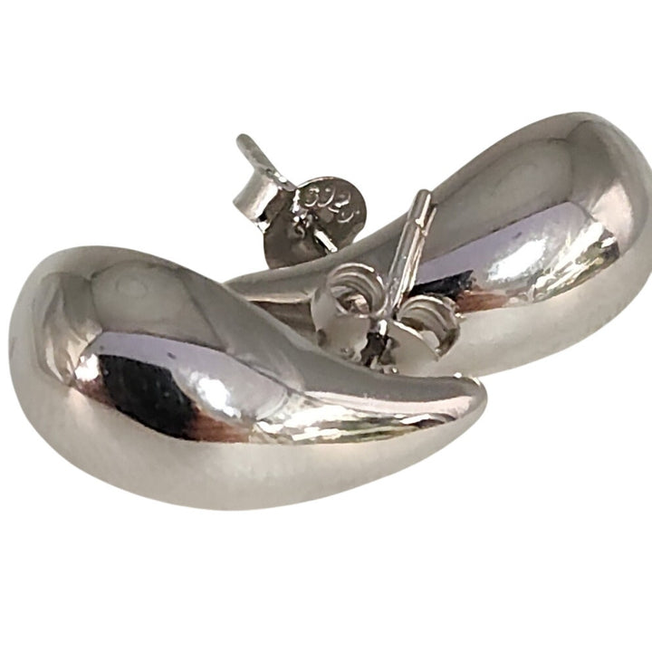 925 Sterling Silver  Teardrop Stud Earrings Bold Polished