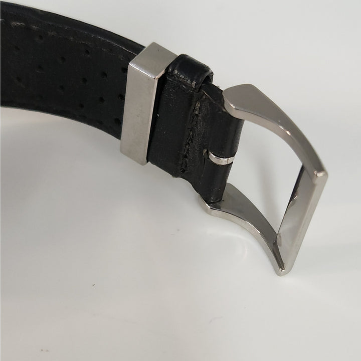 Gucci 101M  Day -Date Watch Black Dial Swiss Made Stainless Steel Leather Strap