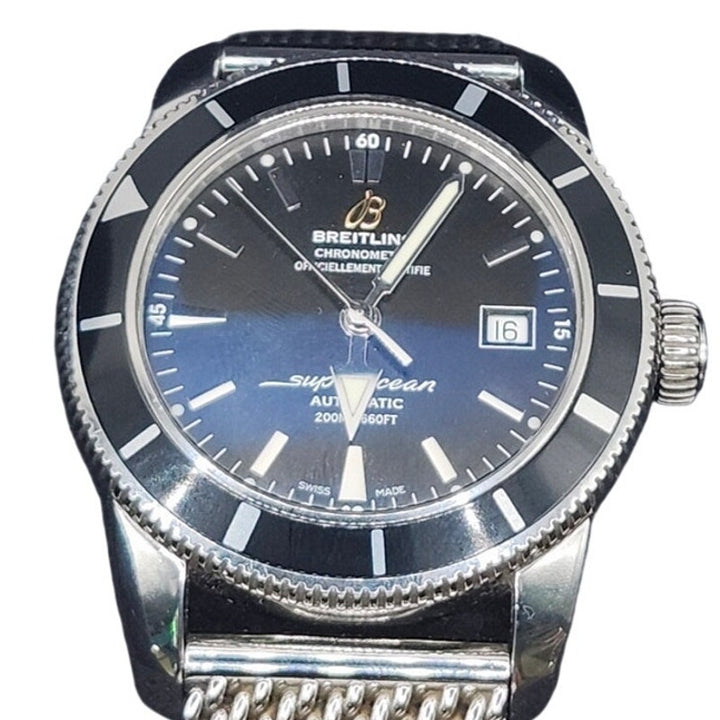Breitling Superocean Heritage Black Dial Steel Mesh Automatic Watch Ref: A17321