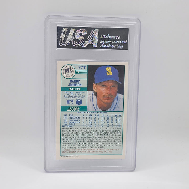 1989 Score Traded Randy Johnson Rookie Card #77T Seattle Mariners USA 9.0 Mint
