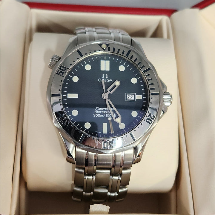 Omega Seamaster Professional 300M Quartz Steel Men's Watch 41 mm Blue Wave Dial