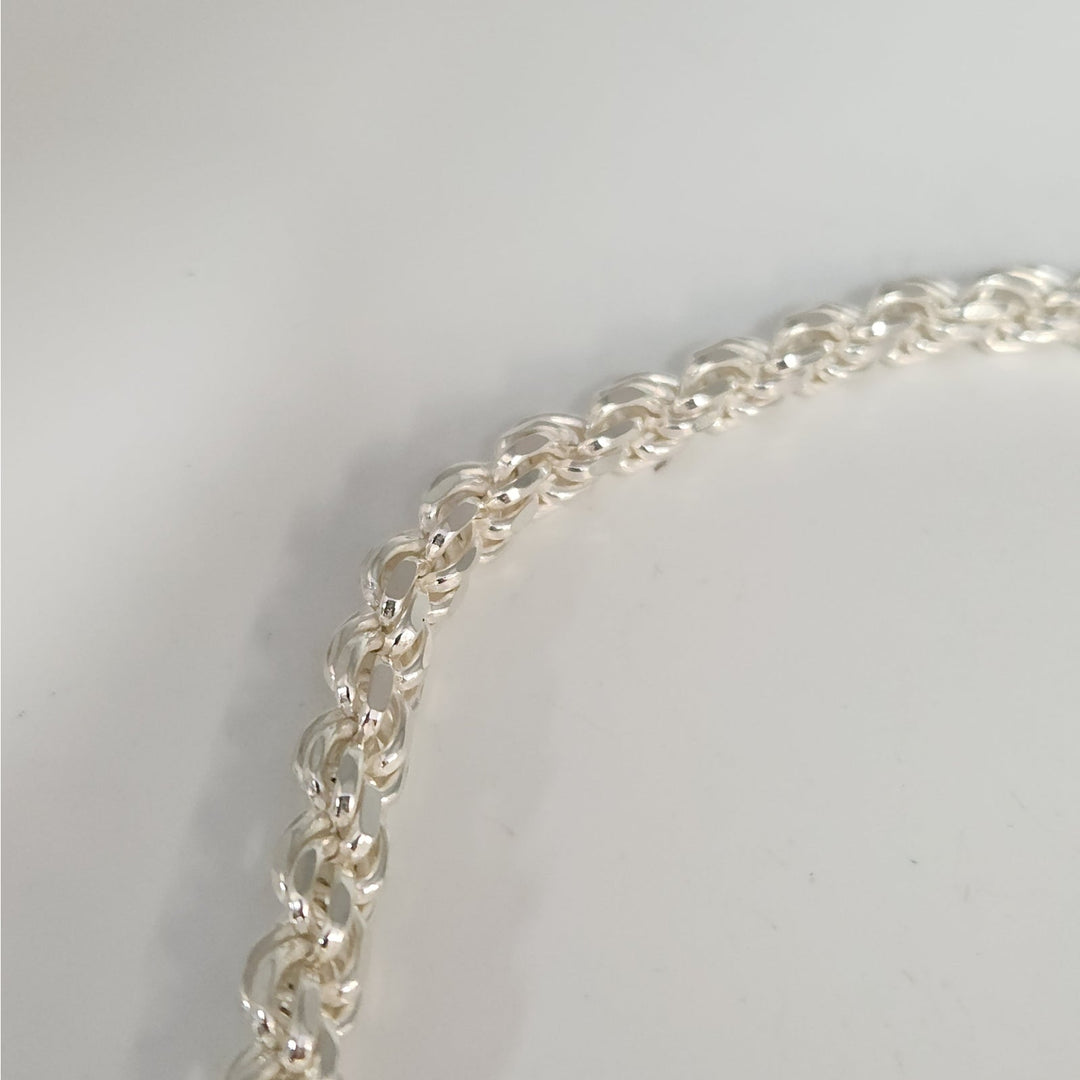 Heavy solid 925 Sterling Silver Byzantine Rope Chain Necklace 24" 7.4mm 100g