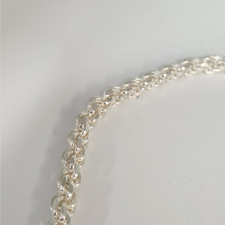 Heavy solid 925 Sterling Silver Byzantine Rope Chain Necklace 24" 7.4mm 100g