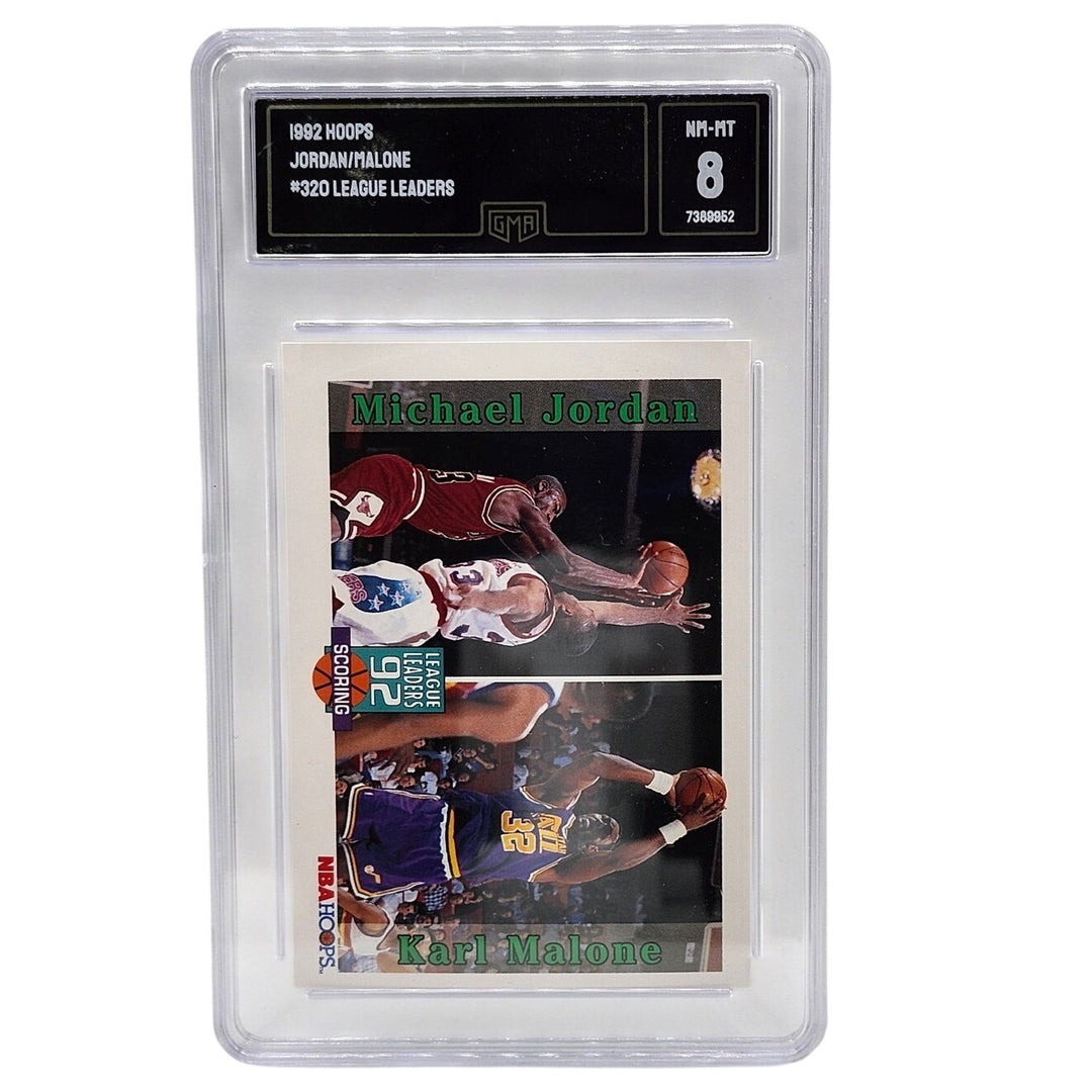 1992 Hoops Michael Jordan Karl Malone League Leaders #320 GMA 8 NM-MT Sport Card