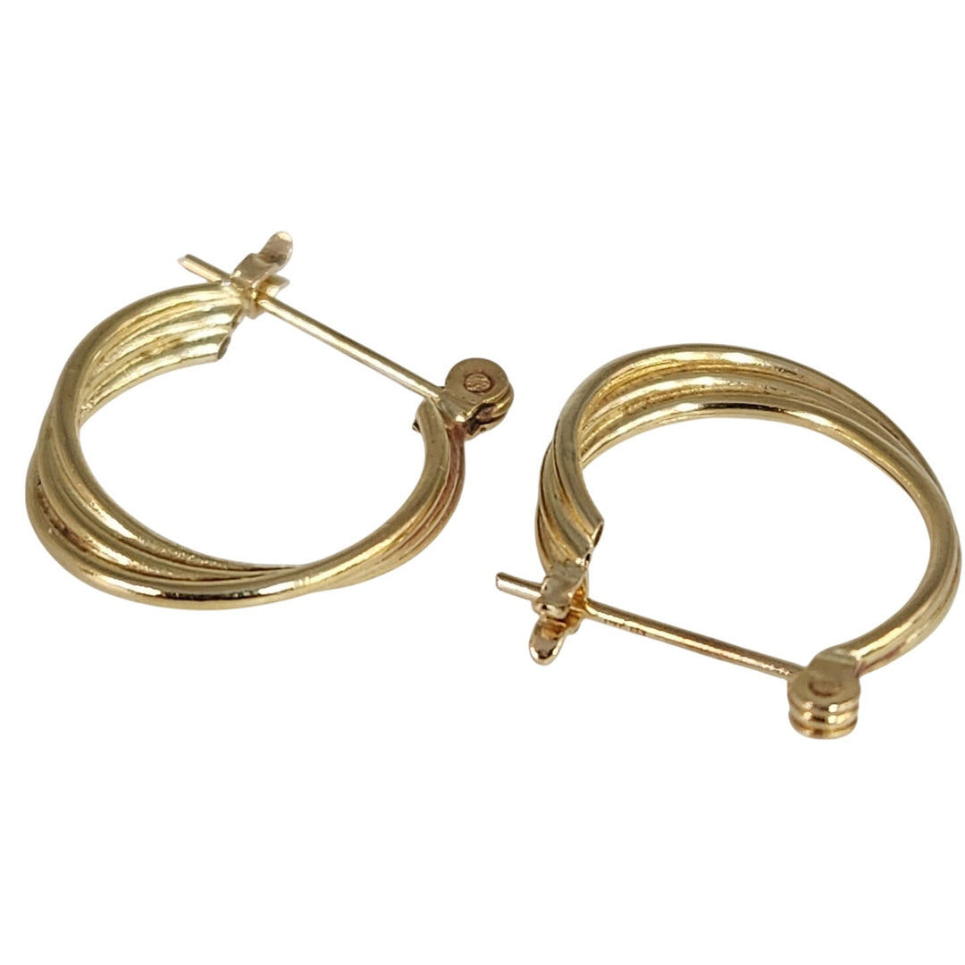 14k Yellow Gold Triple Band Hoop Earrings