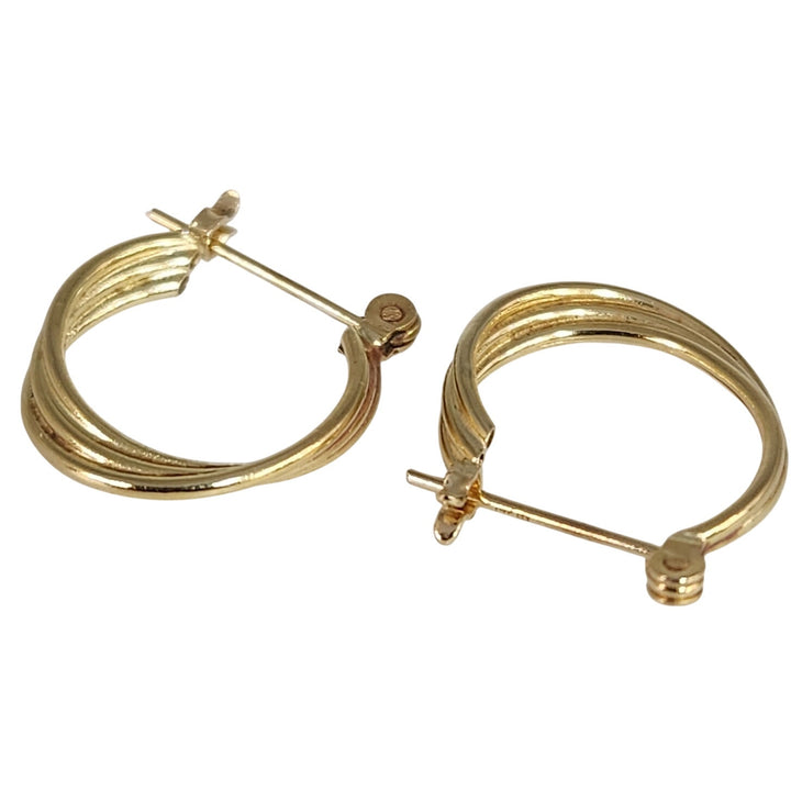 14k Yellow Gold Triple Band Hoop Earrings