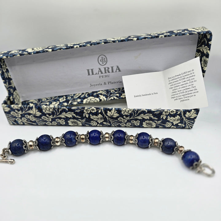 Ilaria Peru 925 Sterling Silver Lapis Lazuli Bracelet Boxed