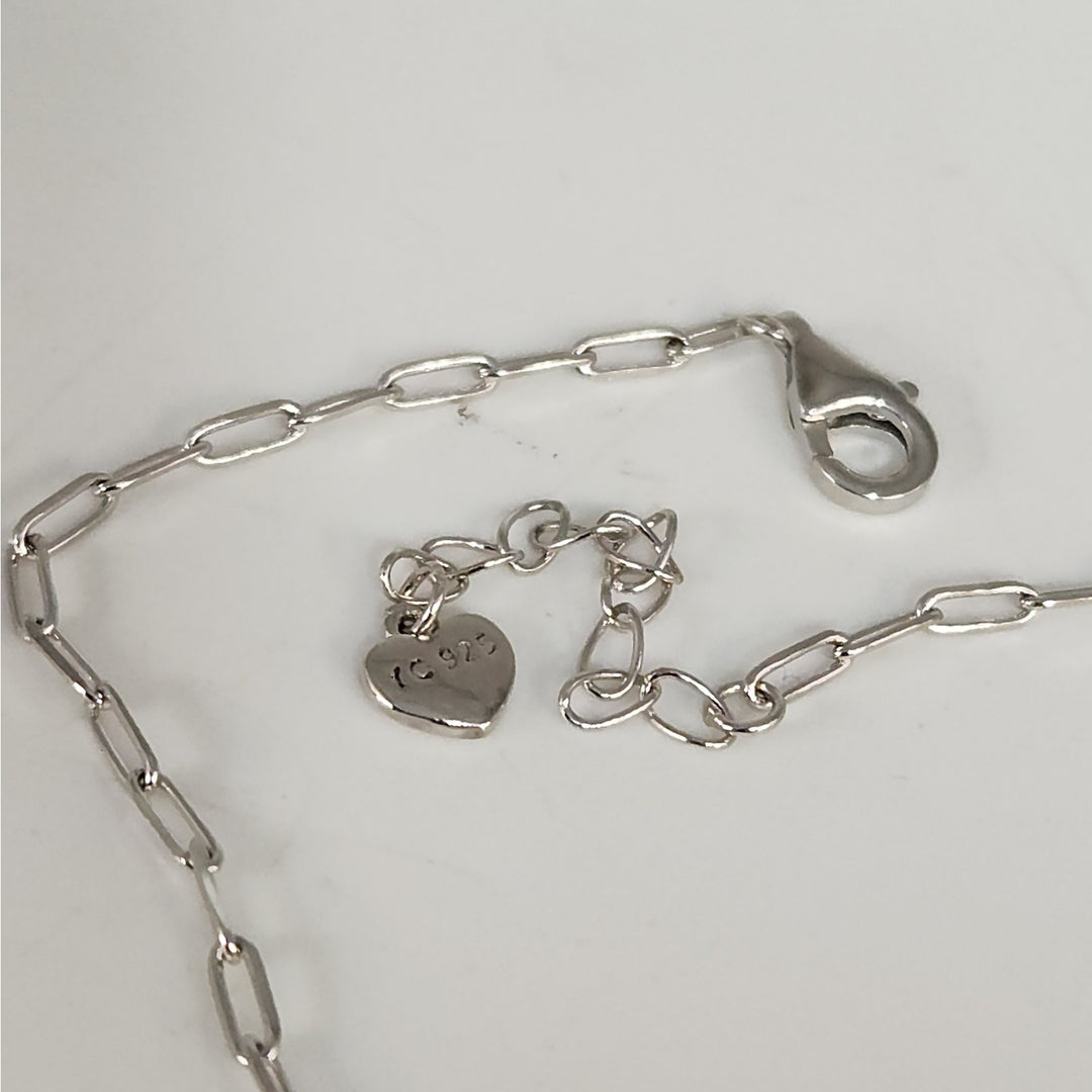 925 Sterling Silver Butterfly Charm Link Bracelet Adjustable Paperclip Chain 8"