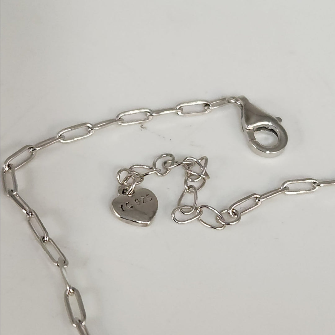 925 Sterling Silver Butterfly Charm Link Bracelet Adjustable Paperclip Chain 8"