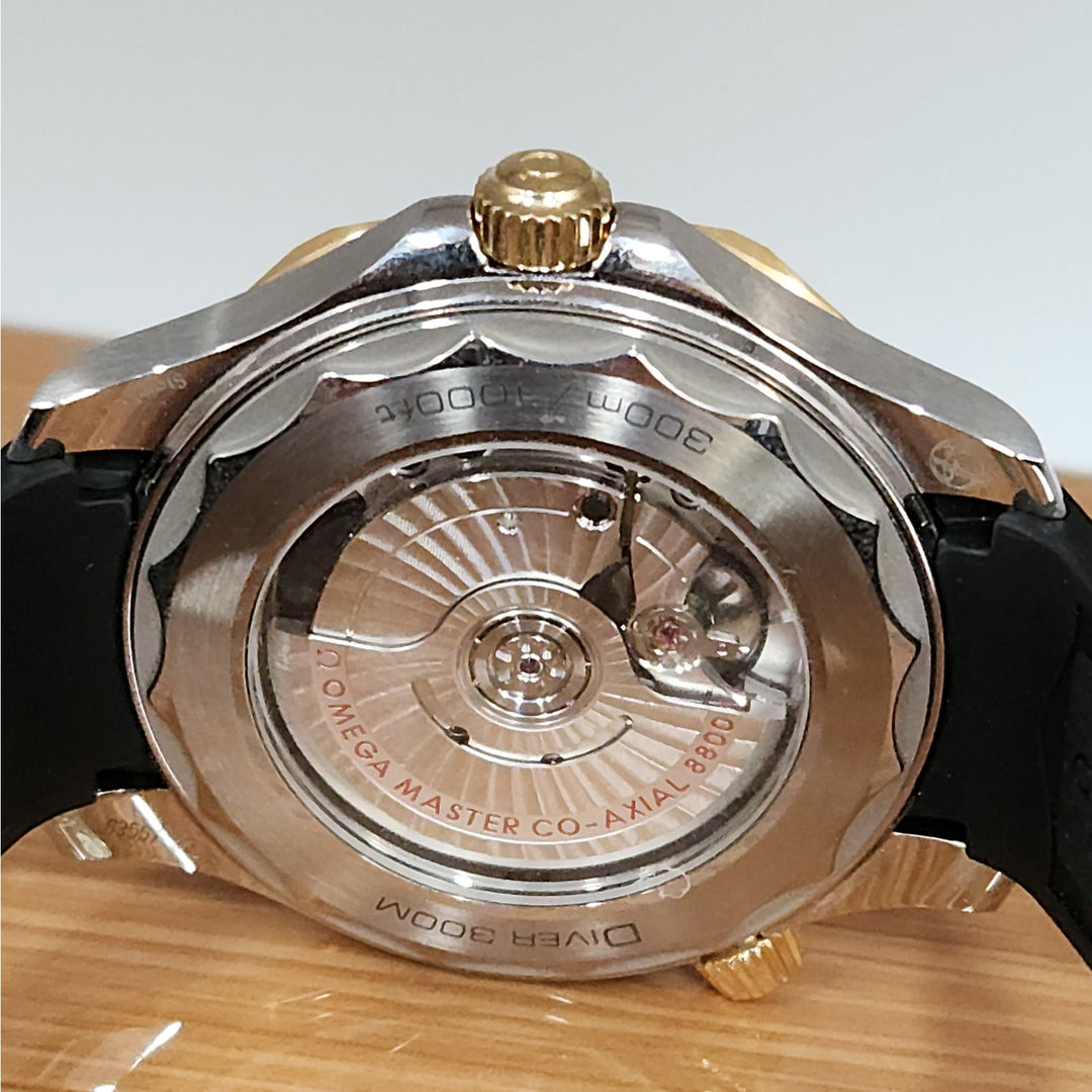 Omega Seamaster Diver 300M 42mm Sedna 18k Gold & Steel Ceramic Dial Box & Papers