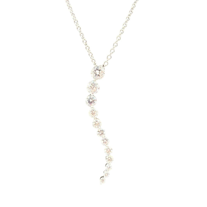14k White Gold Diamond Tears Shape Pendant 12 round Diamonds 1 1/2 CT Necklace