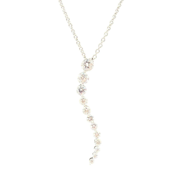 14k White Gold Diamond Tears Shape Pendant 12 round Diamonds 1 1/2 CT Necklace