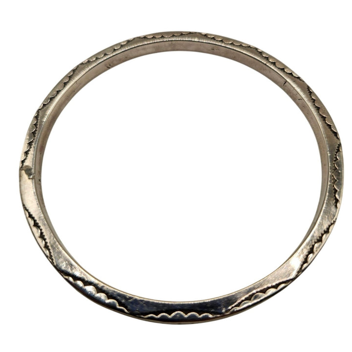 Vintage Native American Style Stamped Sterling Silver Bangle Bracelet, 36.0g