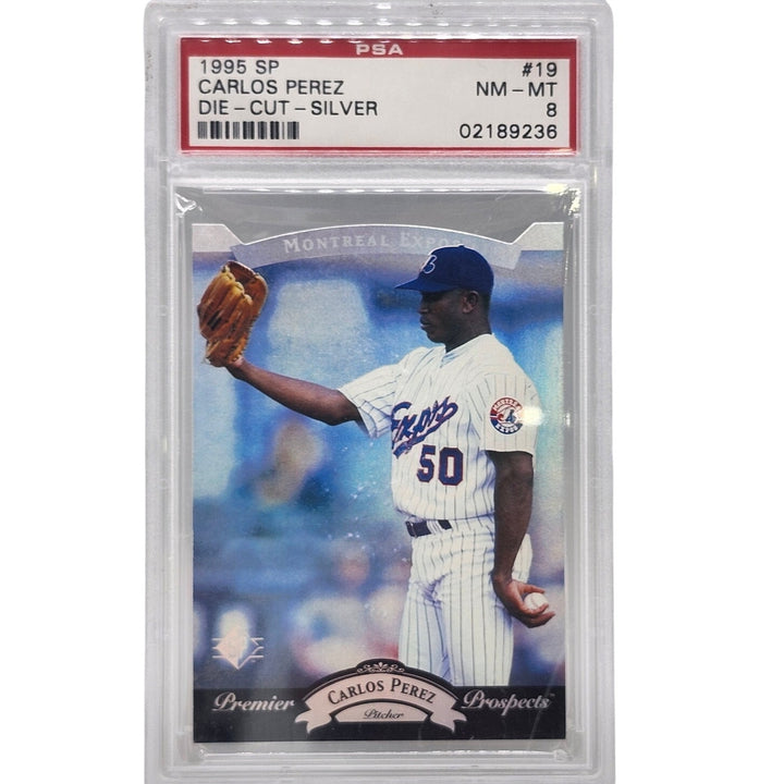 1995 SP Carlos Perez Die-Cut Silver #19 Montreal Expos PSA 8 NM-MT Vintage