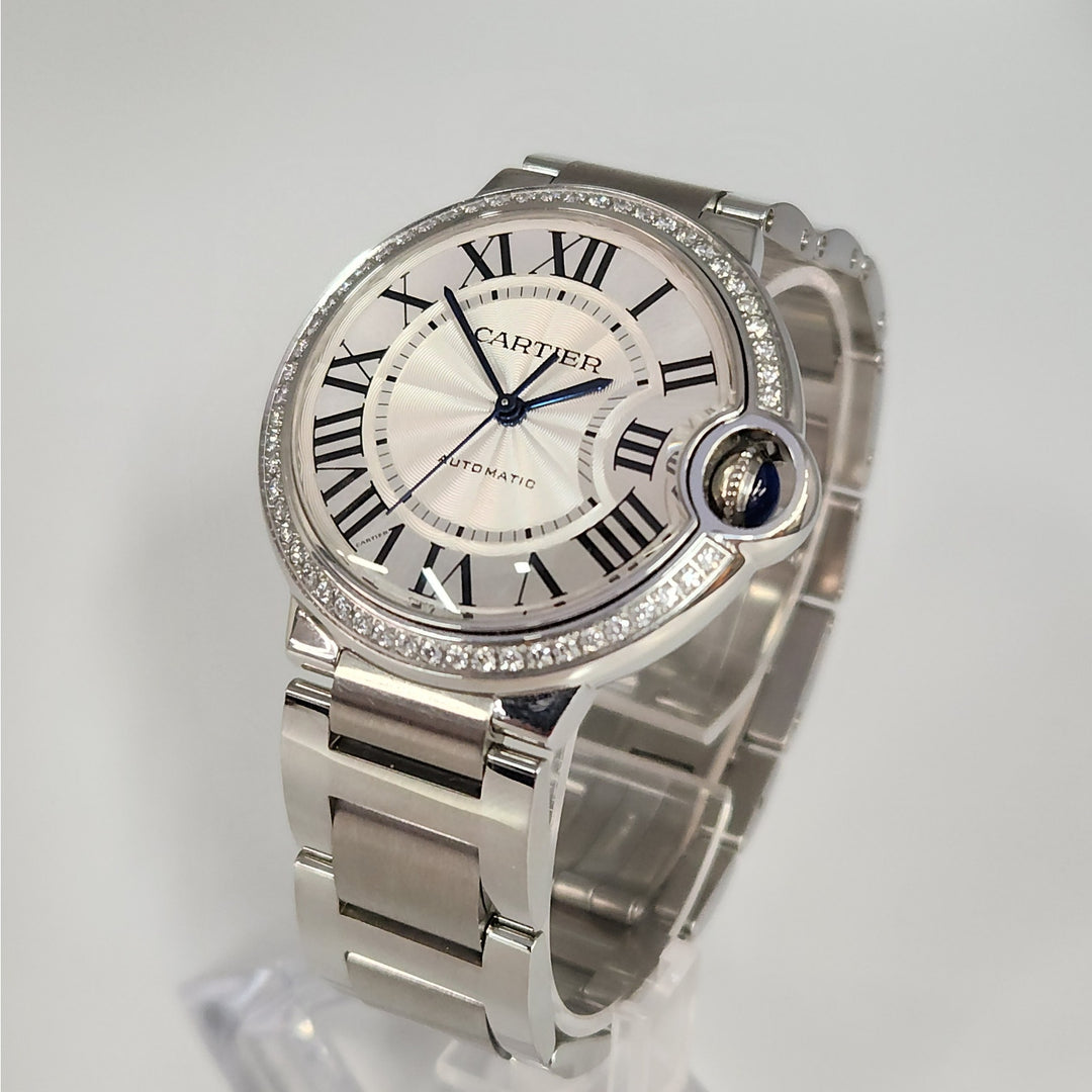 Cartier Ballon Bleu 36MM Automatic Diamond Bezel Watch