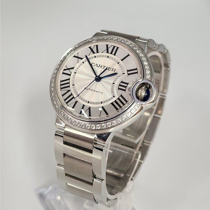 Cartier Ballon Bleu 36MM Automatic Diamond Bezel Watch