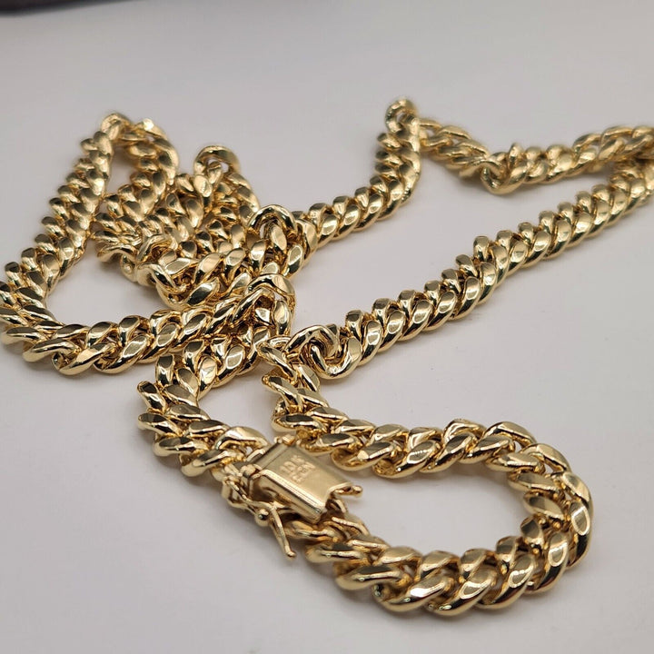 10k Yellow Gold Hollow Cuban Link Chain Necklace 22"