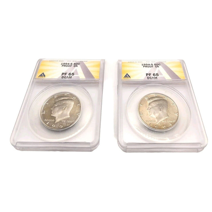Set Of Two 1994-S 50C Silver Kennedy Half Dollar Proof CN PF 65 DCAM