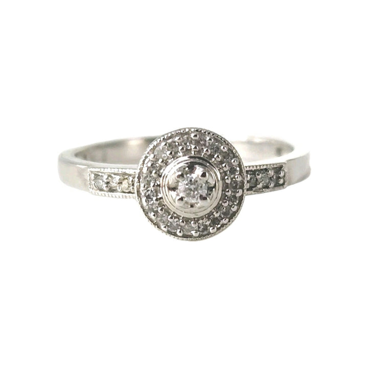 10k White Gold And Diamonds Princess Ring Size 6.5