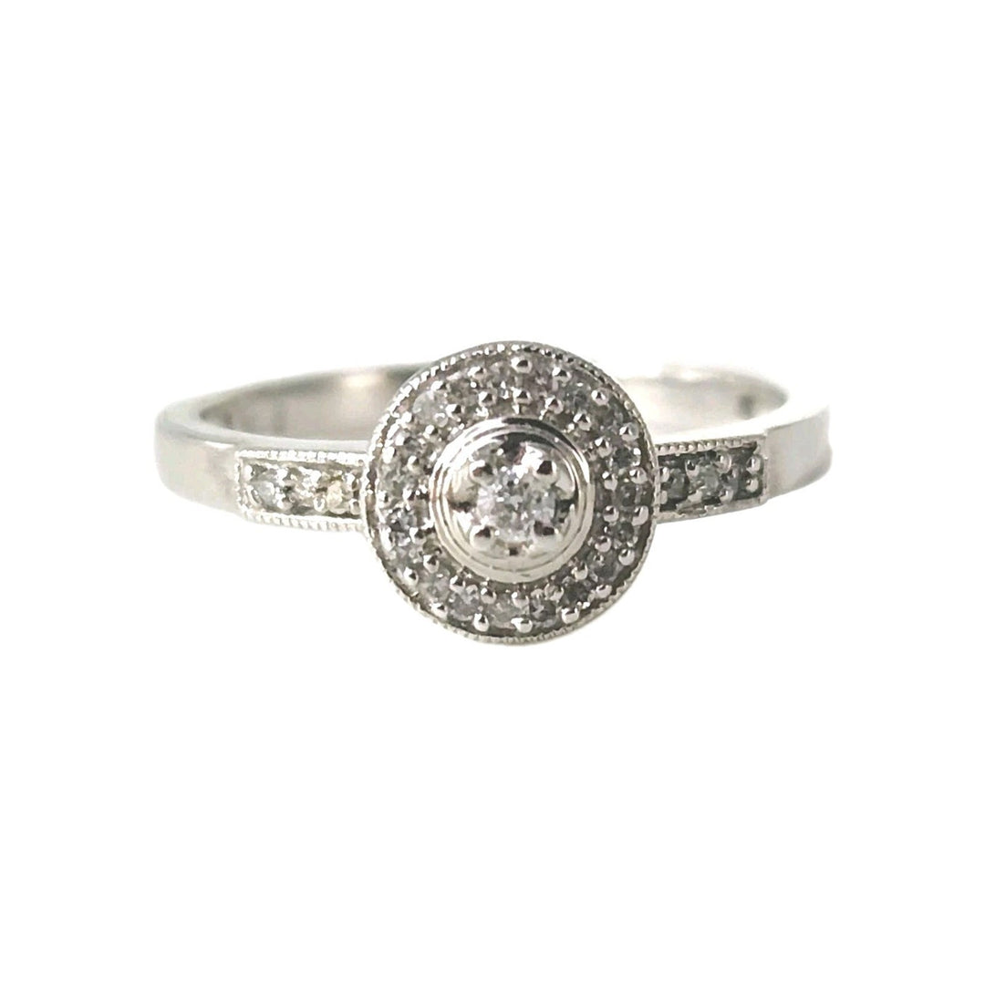 10k White Gold And Diamonds Princess Ring Size 6.5