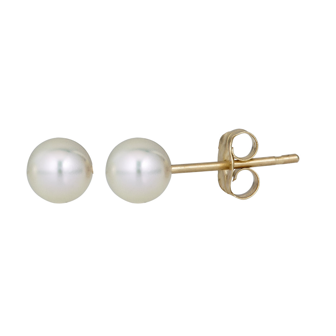 14K Gold  6MM Pearl Stud Earring